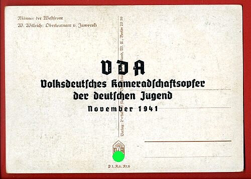 Heer - Willrich farbige Propaganda-Postkarte - Oberleutnant v.Jaworski Bild 2
