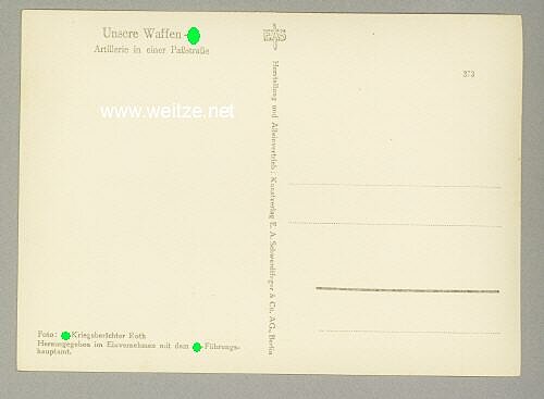 Waffen-SS - Propaganda-Postkarte - " Unsere Waffen-SS " - Artillerie in einer Paßstraße Bild 2