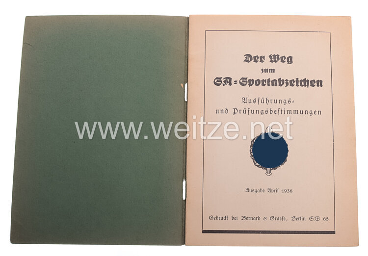 III. Reich - Merkheft " Der Weg zum SA-Sportabzeichen " - Ausführungs- und Prüfungsbestimmungen Bild 2