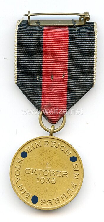 Medaille zur Erinnerung an den 1. Oktober 1938 (Anschluss Sudetenland) Bild 2