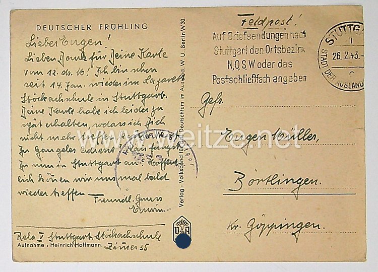 III. Reich - Propaganda-Postkarte - " Adolf Hitler - Deutscher Frühling " Bild 2