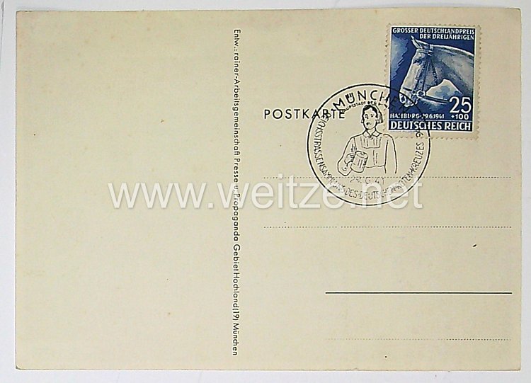 III. Reich - farbige Propaganda-Postkarte - " Hilf im Deutschen Roten Kreuz " Bild 2