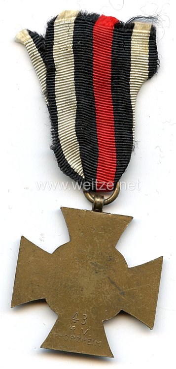 Ehrenkreuz für Kriegsteilnehmer 1914-18 - " 43 R.V. Pforzheim " Bild 2