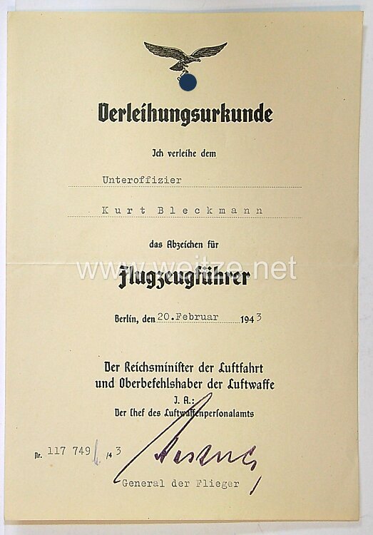 Luftwaffe - Dokumentengruppe eines Fluglehrer und Feldwebel + Foto Bild 2