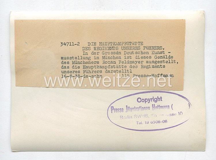 3. Reich Pressefoto: Die Hauptkampfstätte des Regiments unseres Führers 16.8.1938 Bild 2