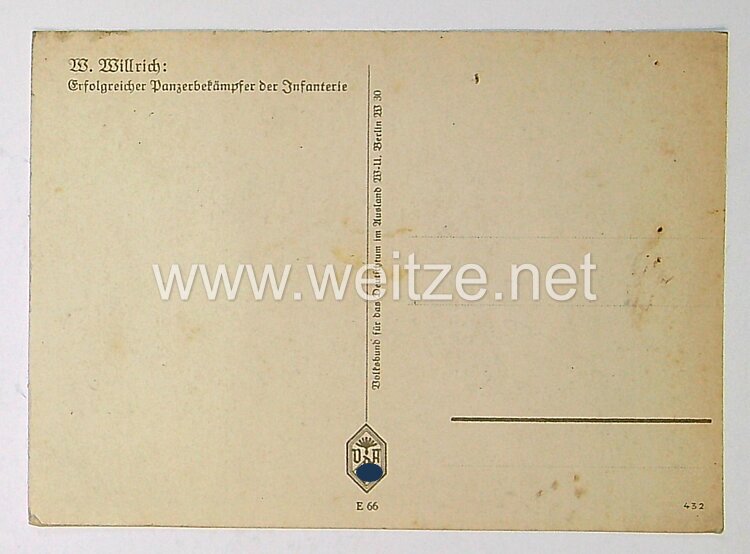 Heer - Willrich farbige Propaganda-Postkarte - Erfolgreicher Panzerbekämpfer der Infanterie Bild 2