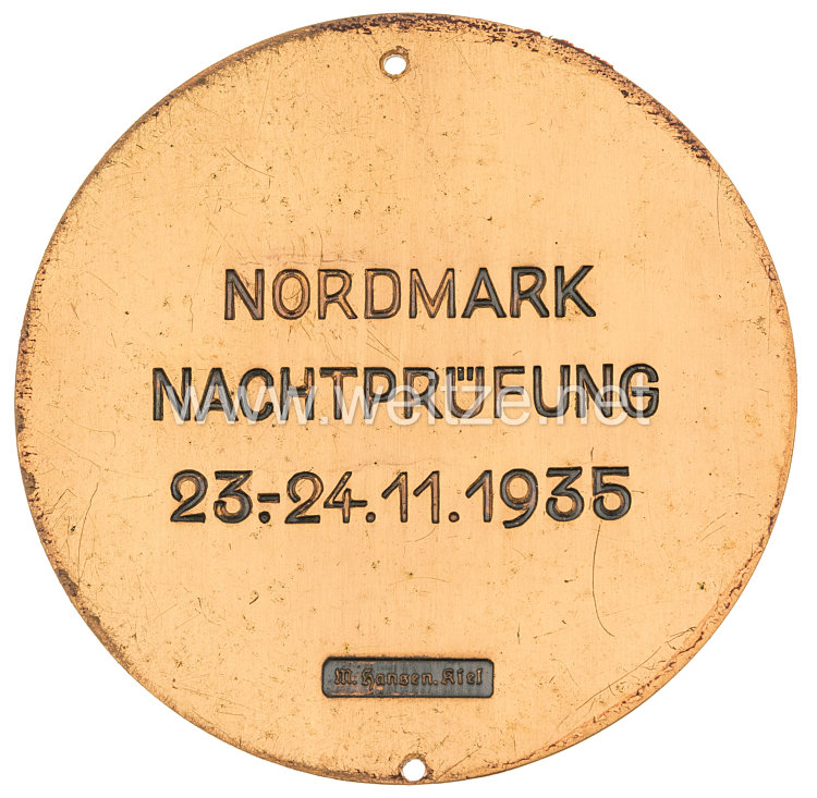 NSKK - nichttragbare Teilnehmerplakette - " NSKK Motorbrigade Nordmark Nachtprüfung 23.-24.11.1935 " Bild 2