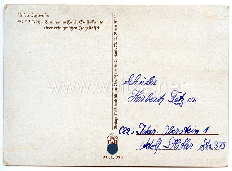 Luftwaffe - Originalunterschrift von Ritterkreuzträger Major Wolfgang Falck Bild 2