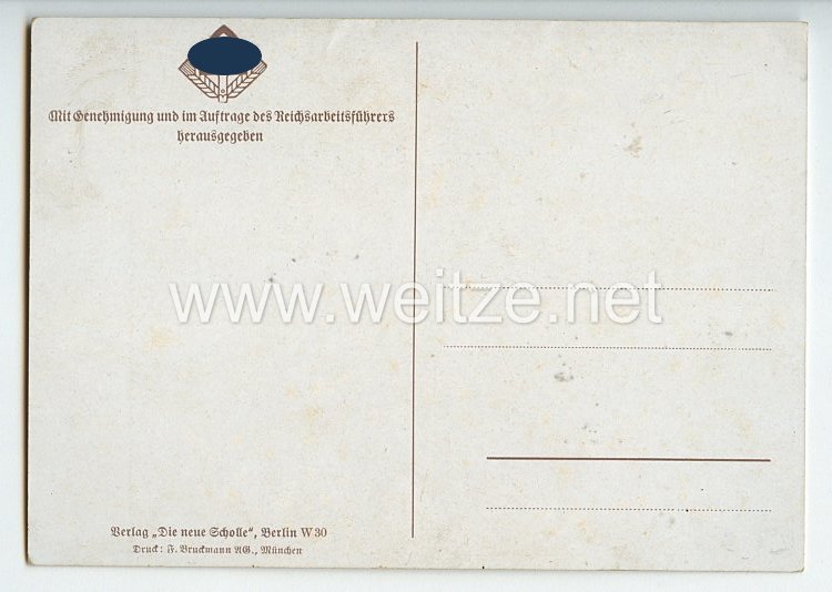 III. Reich / RAD - farbige Propaganda-Postkarte - " Der Bauer " Bild 2