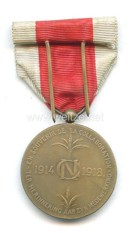 Belgien Erster Weltkrieg Medaille "en souvenir de la collaboration1914 - 1918" Bild 2