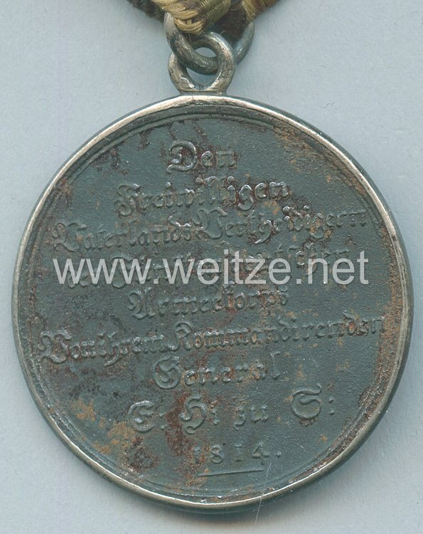 Sachsen Coburg Saalfeld Medaille für die Freiwilligen des V. dt. Armeekorps 1814 Bild 2