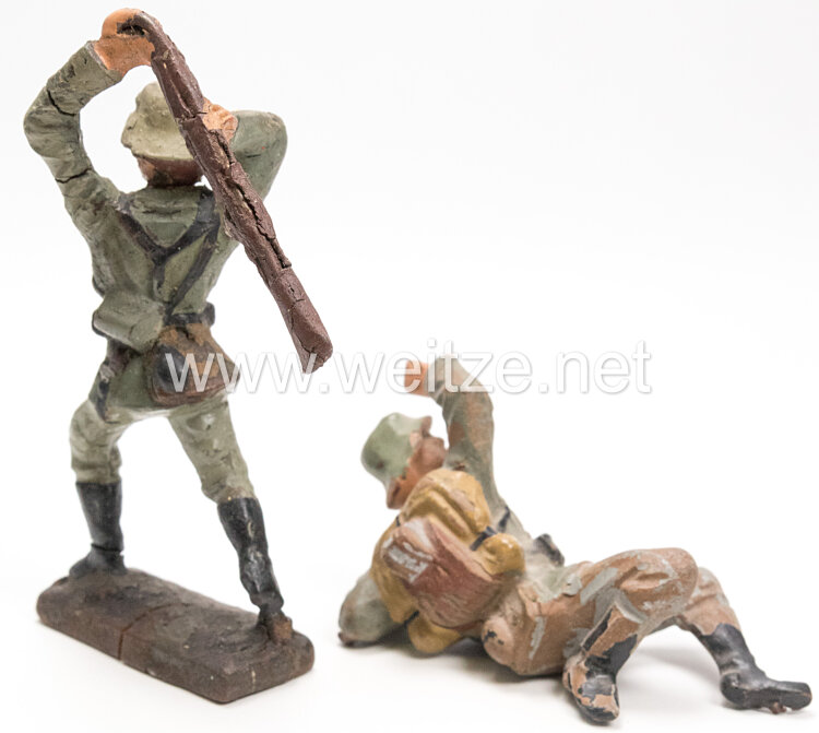 Lineol - Heer Soldat mit Gewehr zuschlagend " Kolbenschläger " und Soldat abwehrend Bild 2