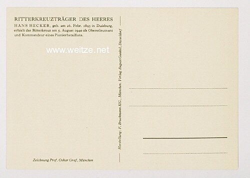 Heer - Propaganda-Postkarte von Ritterkreuzträger Hans Hecker Bild 2