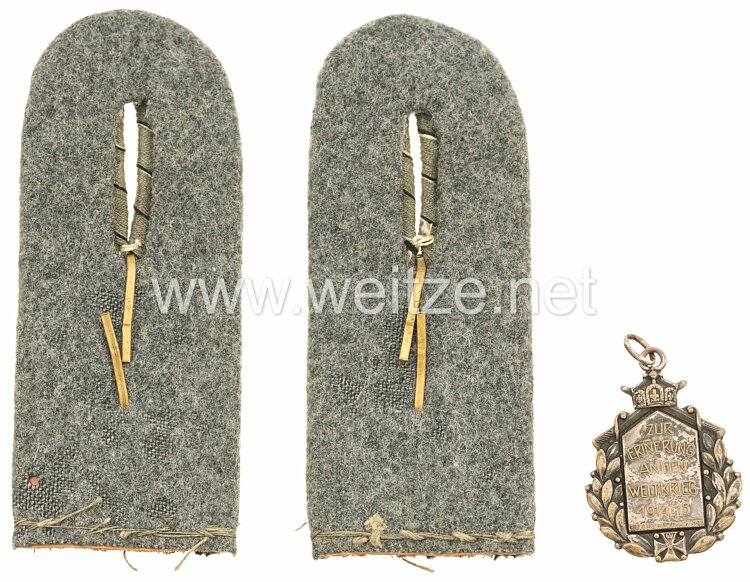 Preußen 1. Weltkrieg Paar Schulterstücke feldgrau für einen Leutnant im Eisenbahn-Regiment Nr. 2 Bild 2