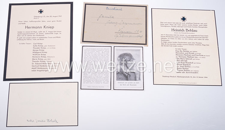 Wehrmacht Konvolut von Trauernachrichten, Beileidskarten und Sterbebild  Bild 2