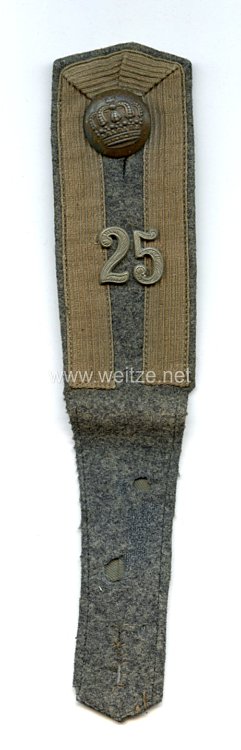 Preußen 1. Weltkrieg Einzel Schulterklappe feldgrau für einen Offizier-Stellvertreter im Infanterie-Regiment von Lützow (1. Rheinisches) Nr. 25 Bild 2