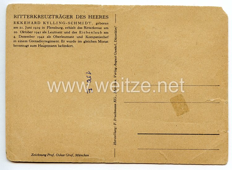 Heer - Originalunterschrift von Ritterkreuzträger Oberleutnant Ekkehard Kylling-Schmidt Bild 2