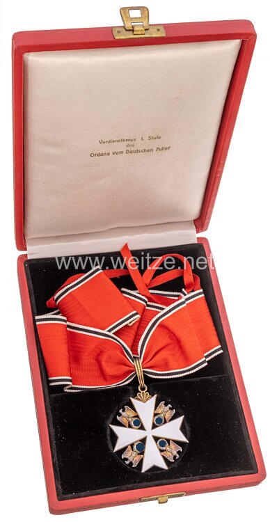 Deutscher Adlerorden Verdienstkreuz 1. Stufe mit Verleihungsurkunde für den Dekan an der Philosophischen Fakultät der Universität Lissabon, Portugal Bild 2