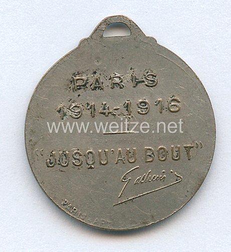 Frankreich Erster Weltkrieg "Médaille de Galliéni Paris 1914-1916 jusqu'au bout" Bild 2
