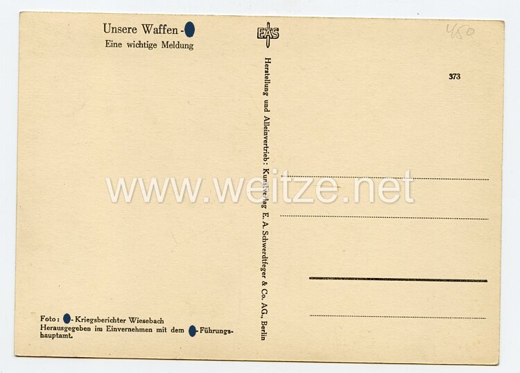 Waffen-SS - Propaganda-Postkarte - " Unsere Waffen-SS " - Eine wichtige Meldung Bild 2