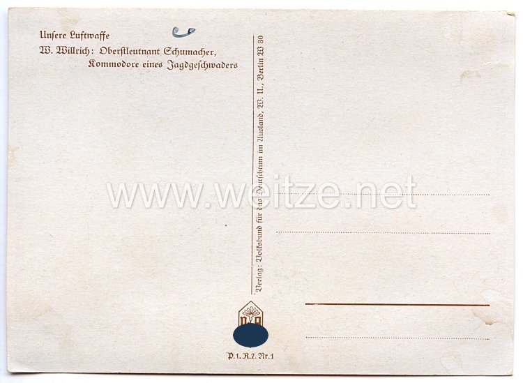 Luftwaffe - Originalunterschrift von Ritterkreuzträger Oberstleutnant Carl Schumacher Bild 2