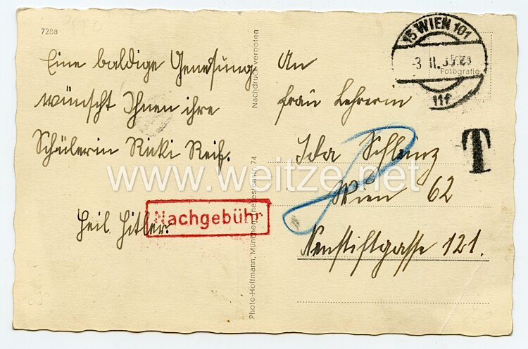III. Reich - Propaganda-Postkarte - " Adolf Hitler - Die beiden Töchter Dr.Goebbels " Bild 2