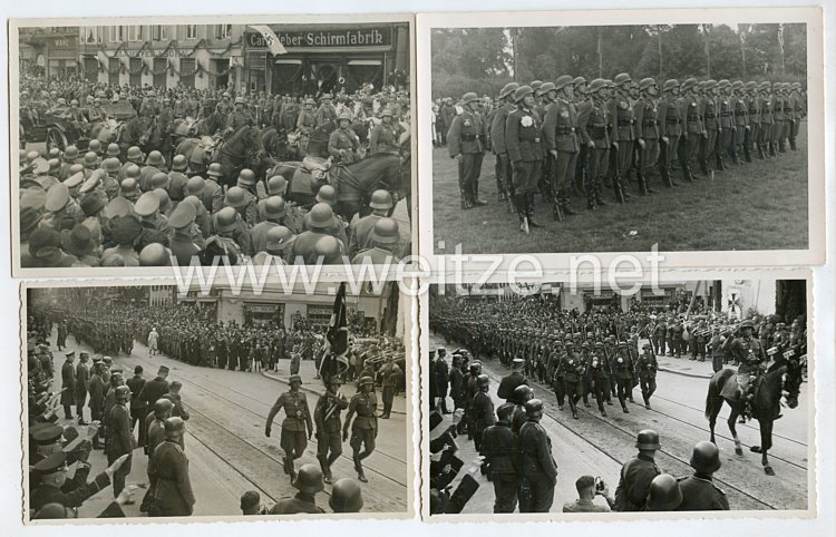 Wehrmacht Heer Fotogruppe, Einmarsch der Soldaten in die Heimatstadt mit verliehenen E.K.2 1939 Bild 2