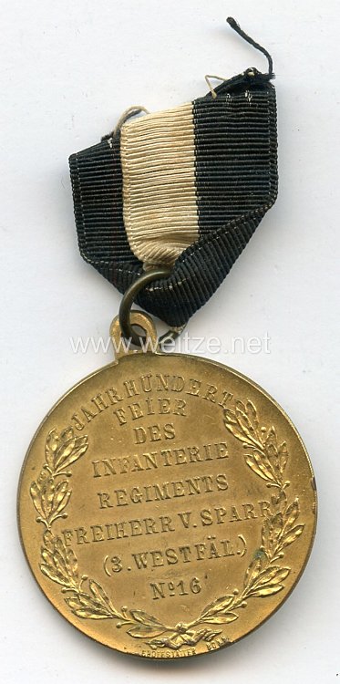 Preußen Centenar zur "Jahrhundertfeier des Infanterie Regiments Freiherr v. Sparr (3. Westfäl.) No 16" Bild 2