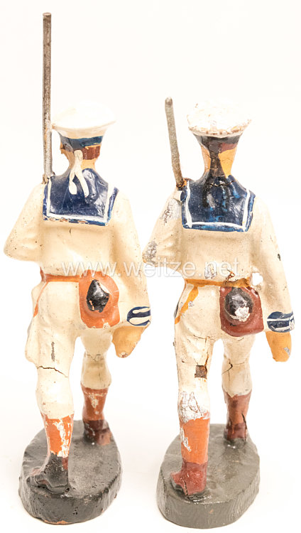 Elastolin - Kriegsmarine 2 Matrosen in weißer Uniform marschierend Bild 2